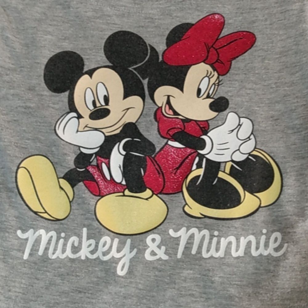 Disney Mickey and Minnie Mouse Graphic T-Shirt Toddler Kids XS 4/5 Gray